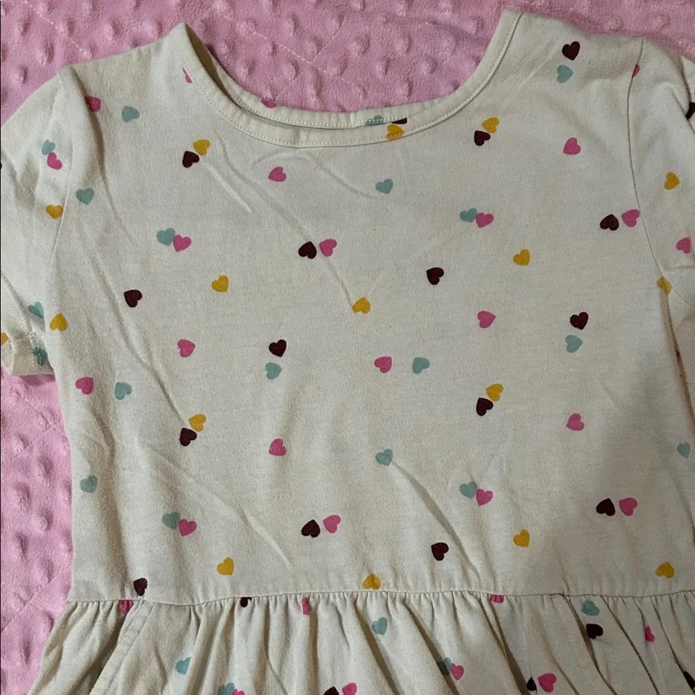 Cat & Jack Cream Dress with Multicolor Hearts